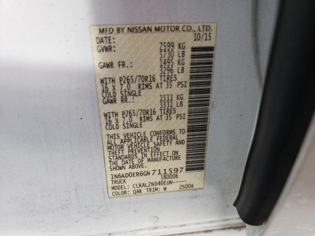 Photo 10 from auction – 2016 NISSAN FRONTIER S with VIN 1N6AD0ER6GN711597