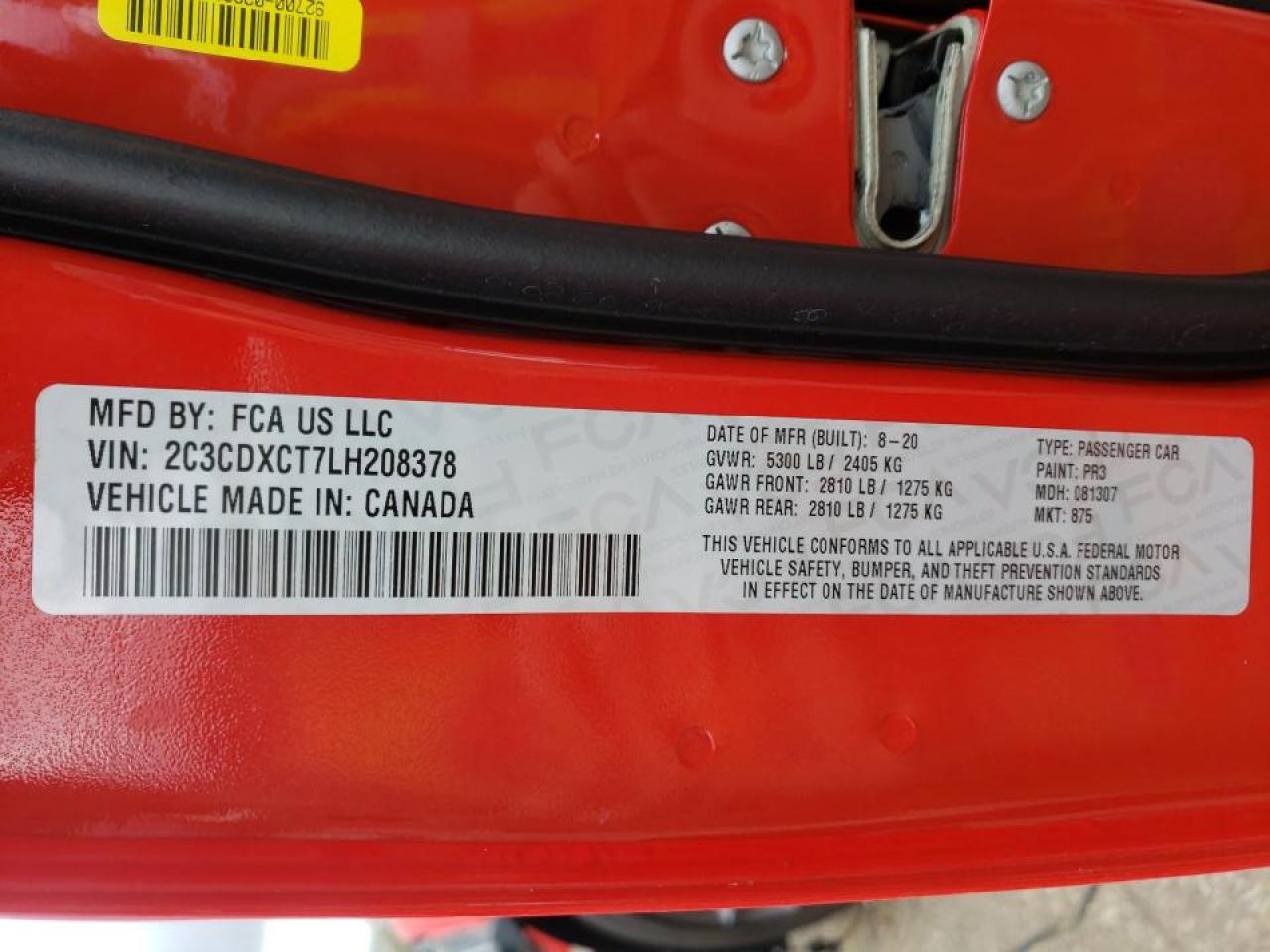 Photo 10 from auction – 2020 DODGE CHARGER R/ with VIN 2C3CDXCT7LH208378