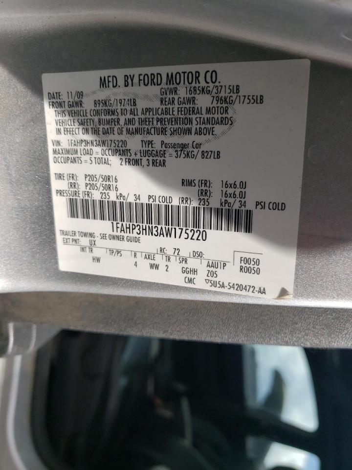 Photo 10 from auction – 2010 FORD FOCUS SEL with VIN 1FAHP3HN3AW175220