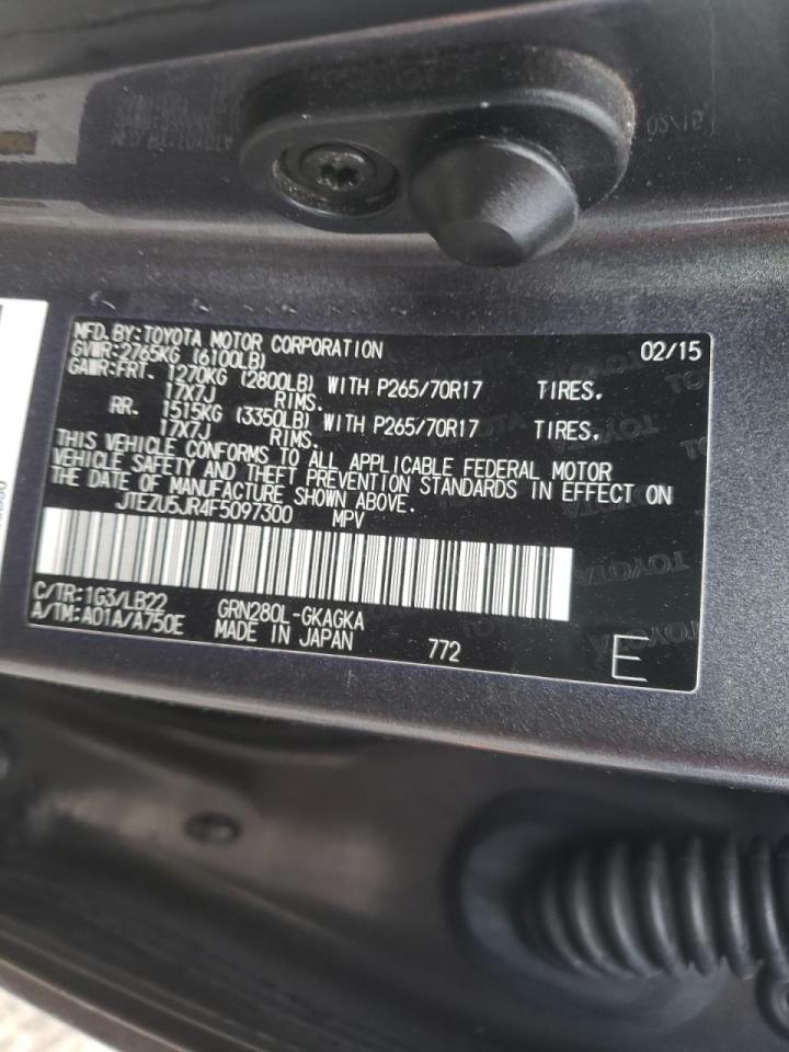 Photo 10 from auction – 2015 TOYOTA 4RUNNER SR with VIN JTEZU5JR4F5097300