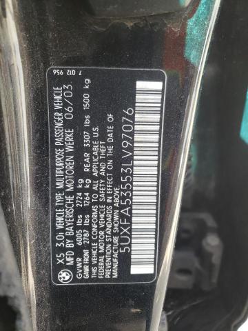 Photo 10 from auction – 2003 BMW X5 3.0I with VIN 5UXFA53553LV97076