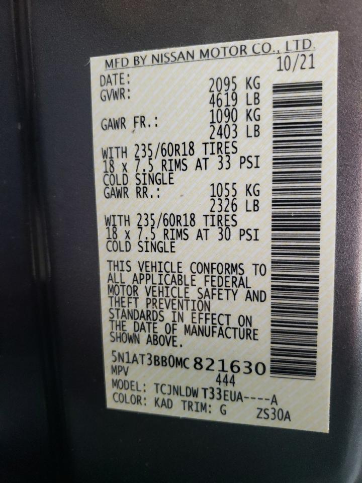 Photo 10 from auction – 2021 NISSAN ROGUE SV with VIN 5N1AT3BB0MC821630
