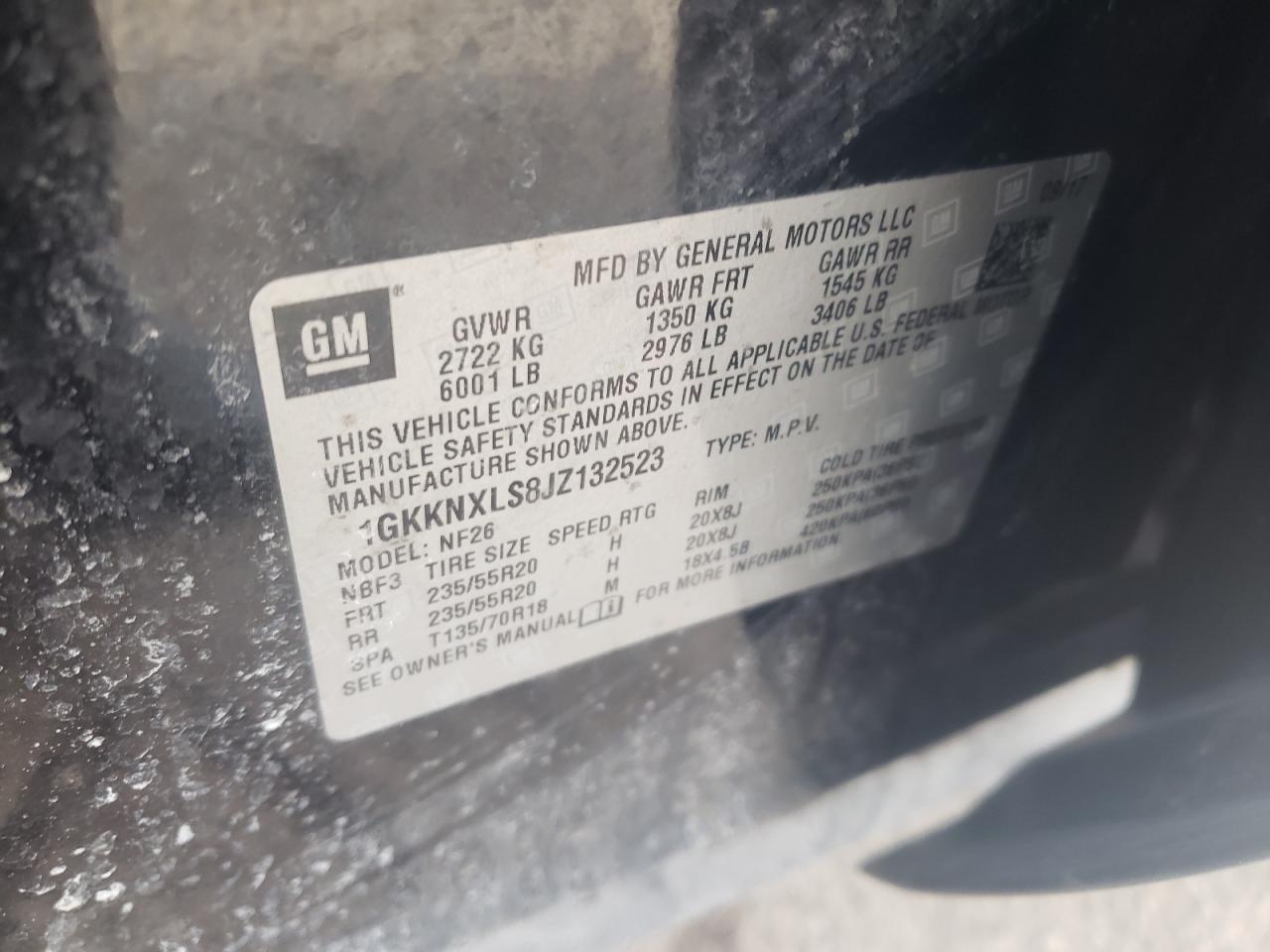 Photo 10 from auction – 2018 GMC ACADIA DEN with VIN 1GKKNXLS8JZ132523