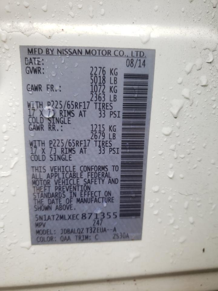 Photo 10 from auction – 2014 NISSAN ROGUE S with VIN 5N1AT2MLXEC871355