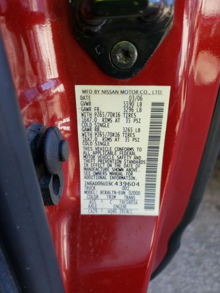 Photo 10 from auction – 2006 NISSAN FRONTIER K with VIN 1N6AD06U16C439604
