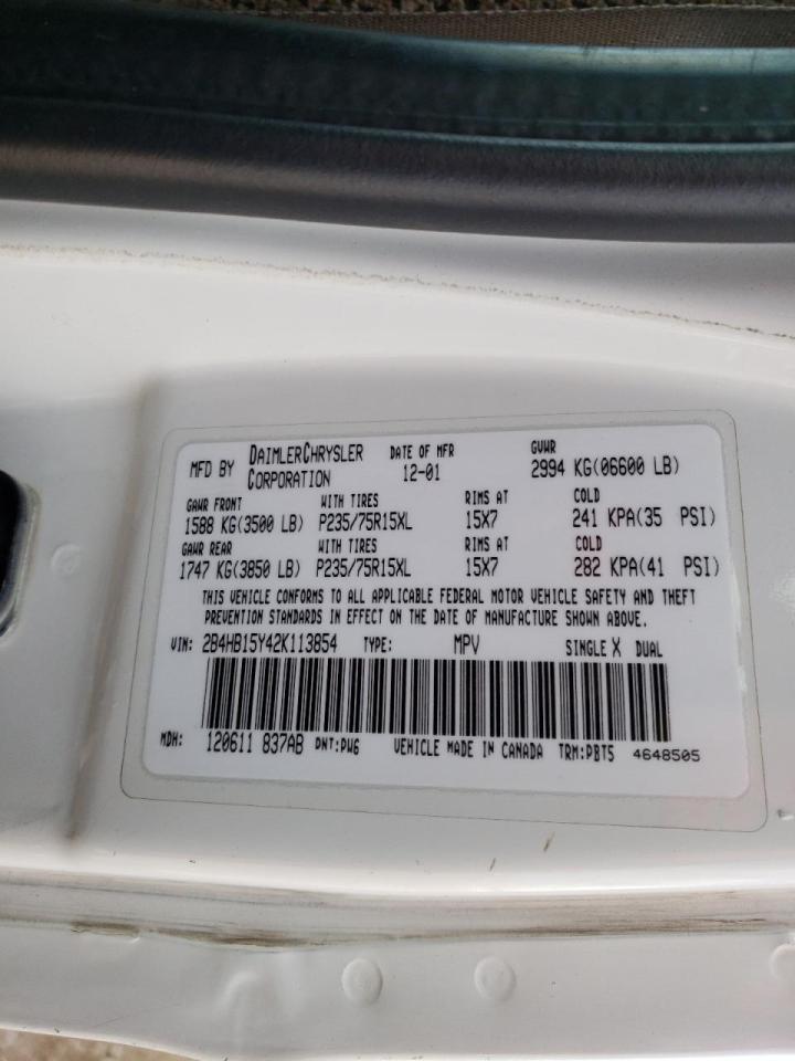Photo 10 from auction – 2002 DODGE RAM WAGON with VIN 2B4HB15Y42K113854