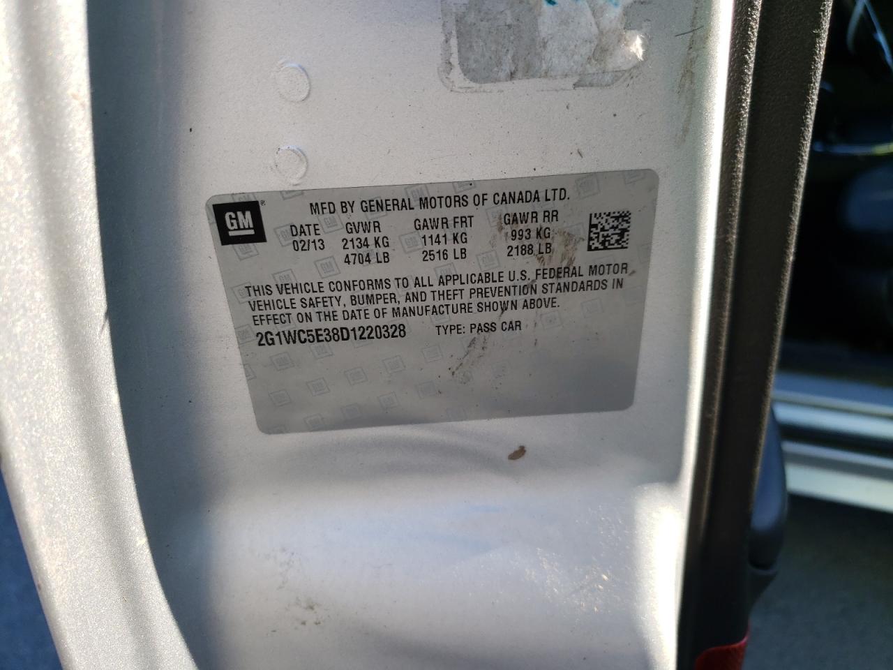 Photo 10 from auction – 2013 CHEVROLET IMPALA LTZ with VIN 2G1WC5E38D1220328