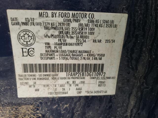 Foto 1 de la subasta – 2013 FORD TAURUS SEL con VIN 1FAHP2E81DG110972