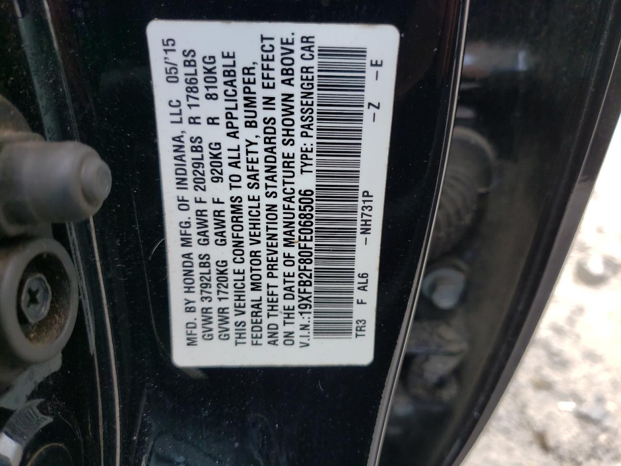 Zdjęcie 10 z aukcji – 2015 HONDA CIVIC EX z VIN 19XFB2F80FE068506
