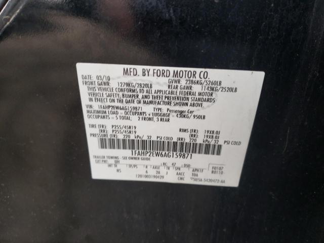 Photo 10 from auction – 2010 FORD TAURUS SEL with VIN 1FAHP2EW6AG159871
