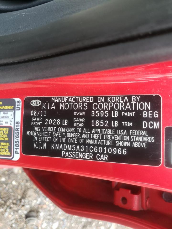 Photo 10 from auction – 2012 KIA RIO LX with VIN KNADM5A31C6010966