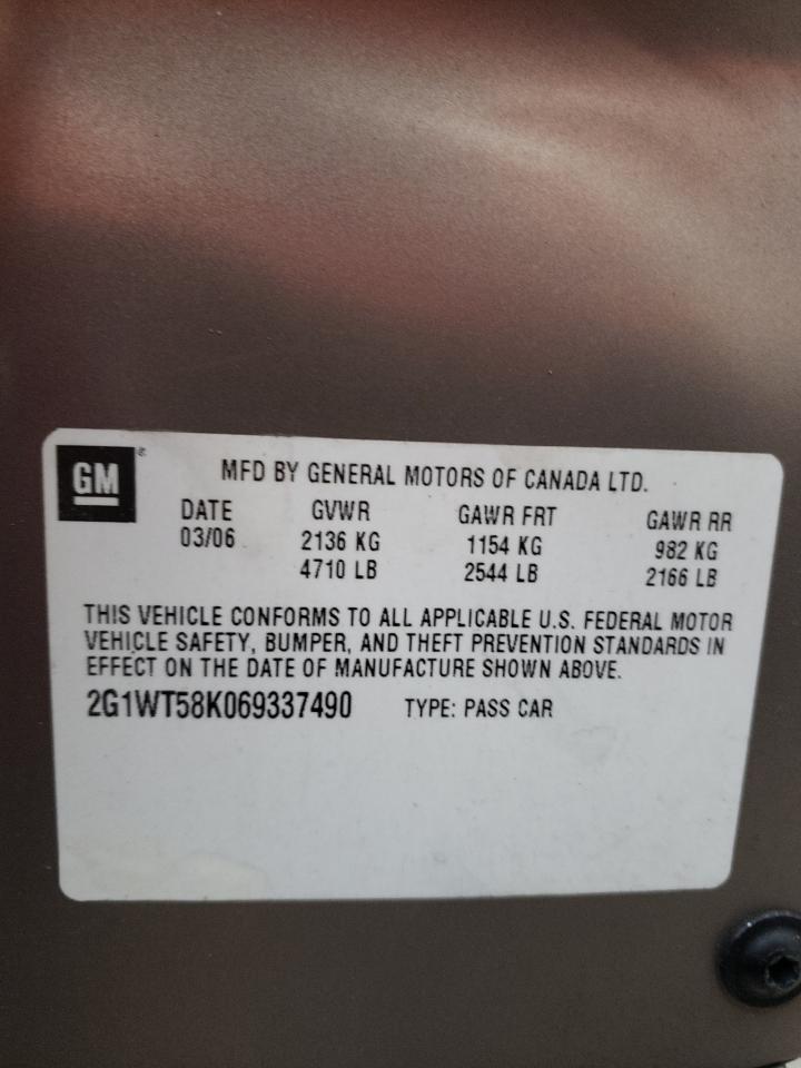 Photo 10 from auction – 2006 CHEVROLET IMPALA LT with VIN 2G1WT58K069337490