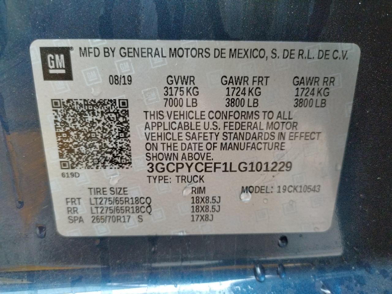 Photo 10 from auction – 2020 CHEVROLET SILVERADO with VIN 3GCPYCEF1LG101229