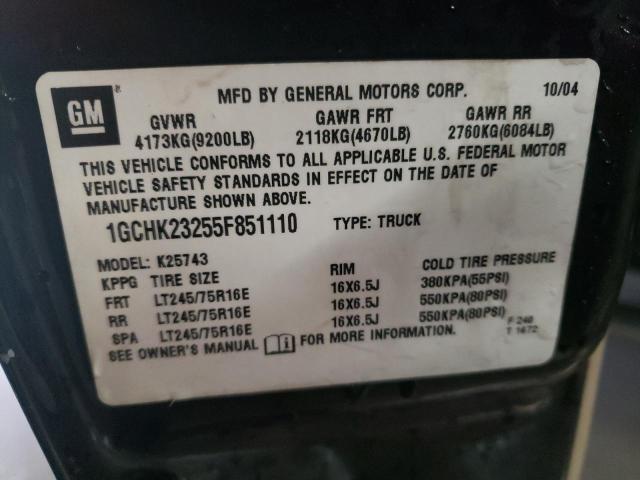 Zdjęcie 10 z aukcji – 2005 CHEVROLET SILVERADO z VIN 1GCHK23255F851110