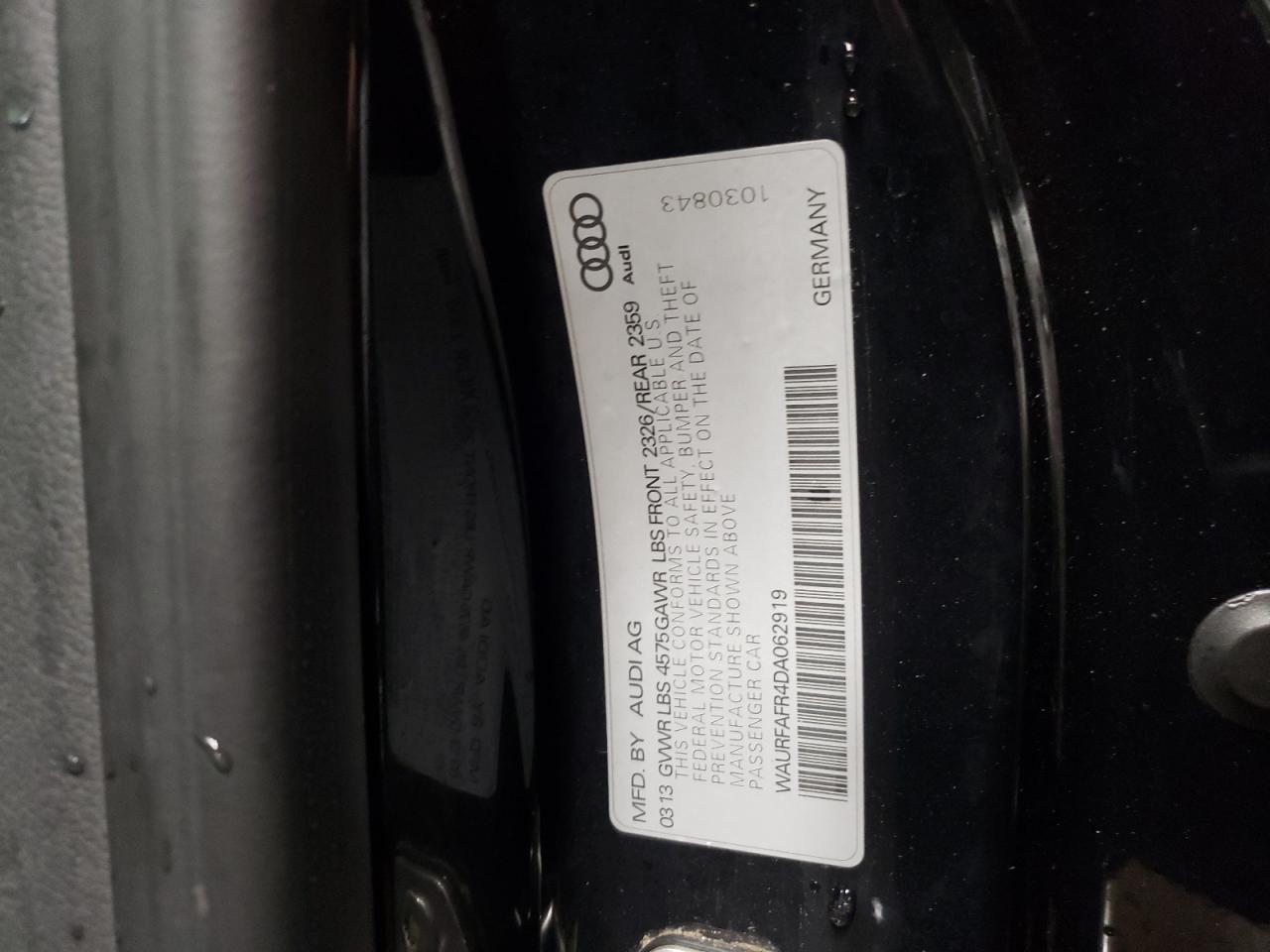 Photo 10 from auction – 2013 AUDI A5 PREMIUM with VIN WAURFAFR4DA062919