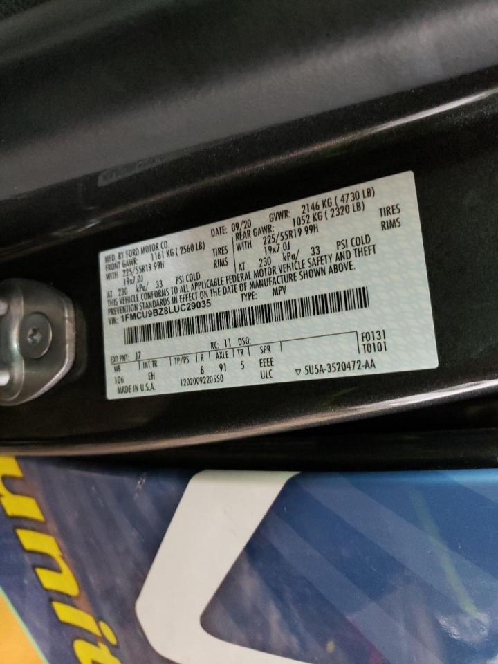 Photo 10 from auction – 2020 FORD ESCAPE SE with VIN 1FMCU9BZ8LUC29035