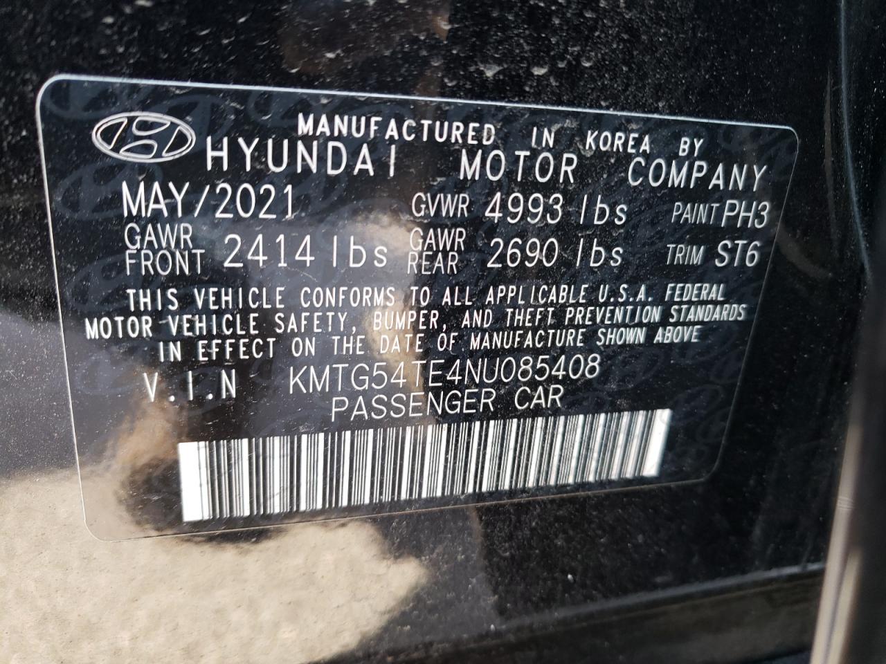 Photo 10 from auction – 2022 GENESIS G70 BASE with VIN KMTG54TE4NU085408