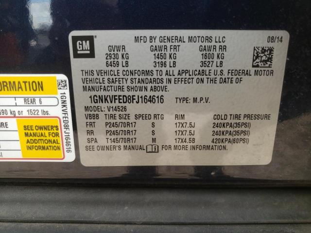 Photo 10 from auction – 2015 CHEVROLET TRAVERSE L with VIN 1GNKVFED8FJ164616