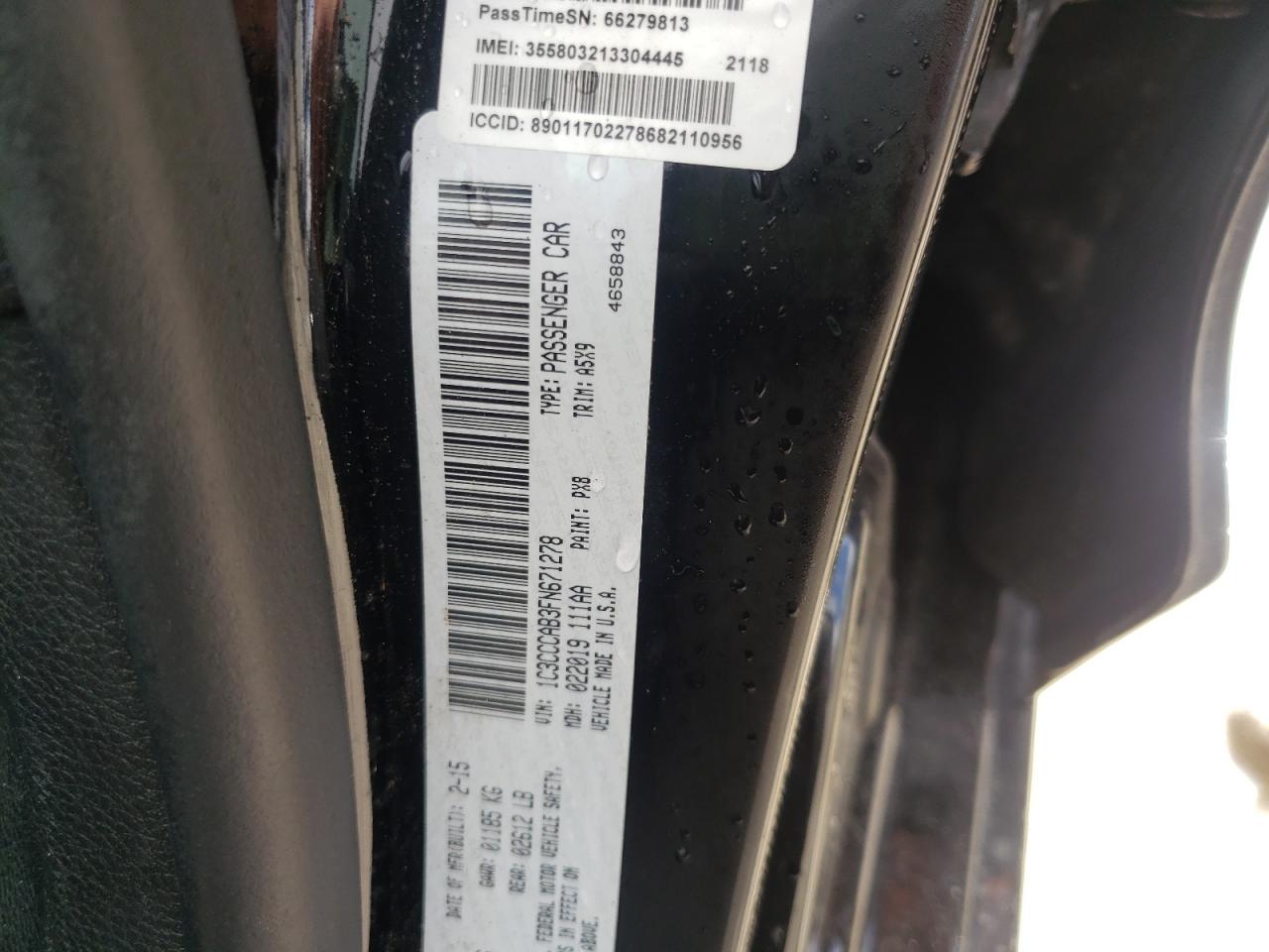 Photo 10 from auction – 2015 CHRYSLER 200 LIMITE with VIN 1C3CCCAB3FN671278
