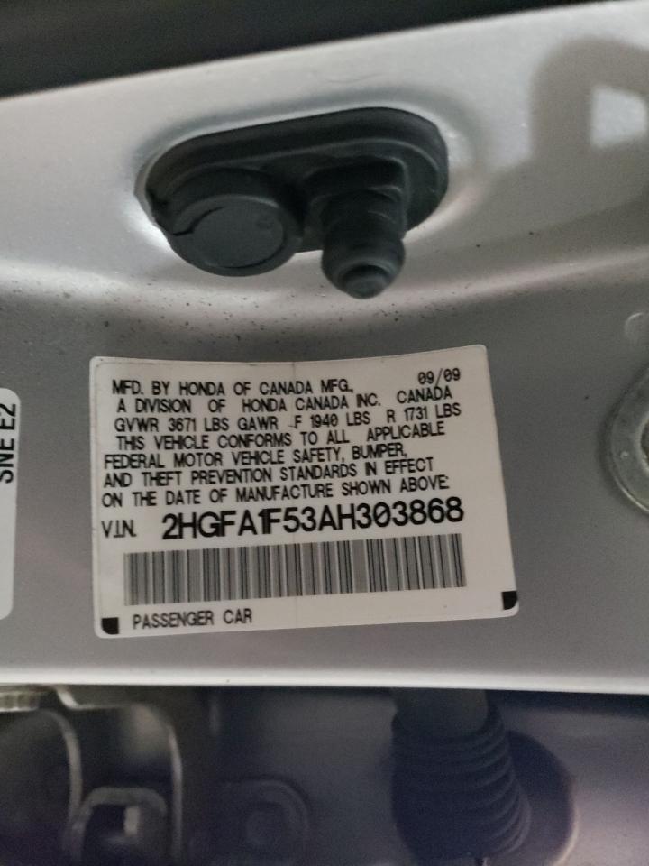 Photo 10 from auction – 2010 HONDA CIVIC LX with VIN 2HGFA1F53AH303868