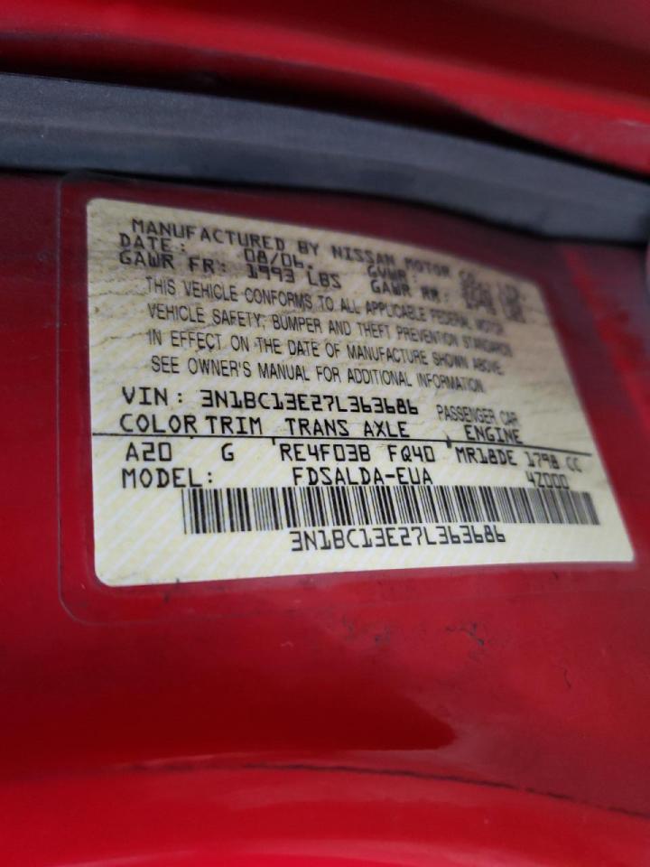 Photo 10 from auction – 2007 NISSAN VERSA S with VIN 3N1BC13E27L363686