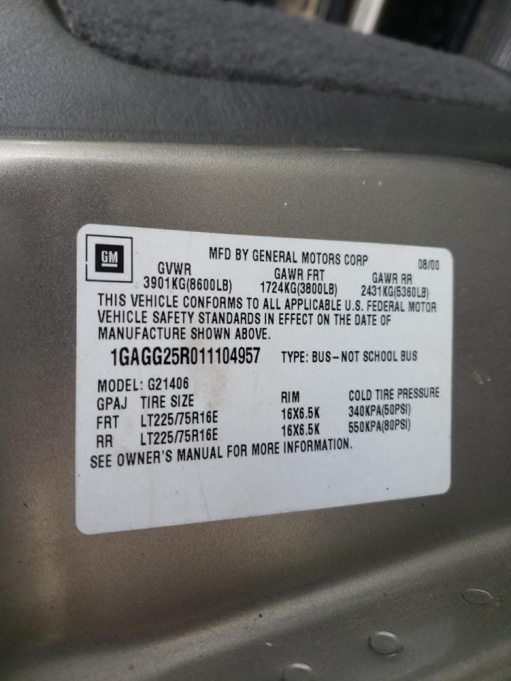 Photo 10 from auction – 2001 CHEVROLET EXPRESS G2 with VIN 1GAGG25R011104957