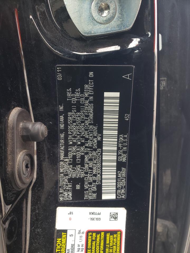 Photo 10 from auction – 2011 TOYOTA SIENNA XLE with VIN 5TDDK3DC6BS022439