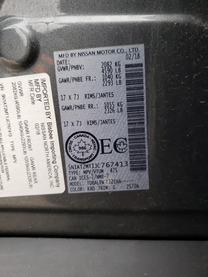 Photo 10 from auction – 2018 NISSAN ROGUE S with VIN 5N1AT2MT1JC767413