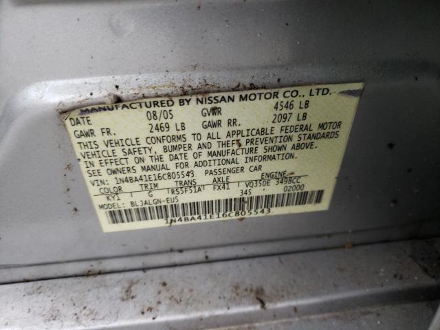 Photo 10 from auction – 2006 NISSAN MAXIMA SE with VIN 1N4BA41E16C805543