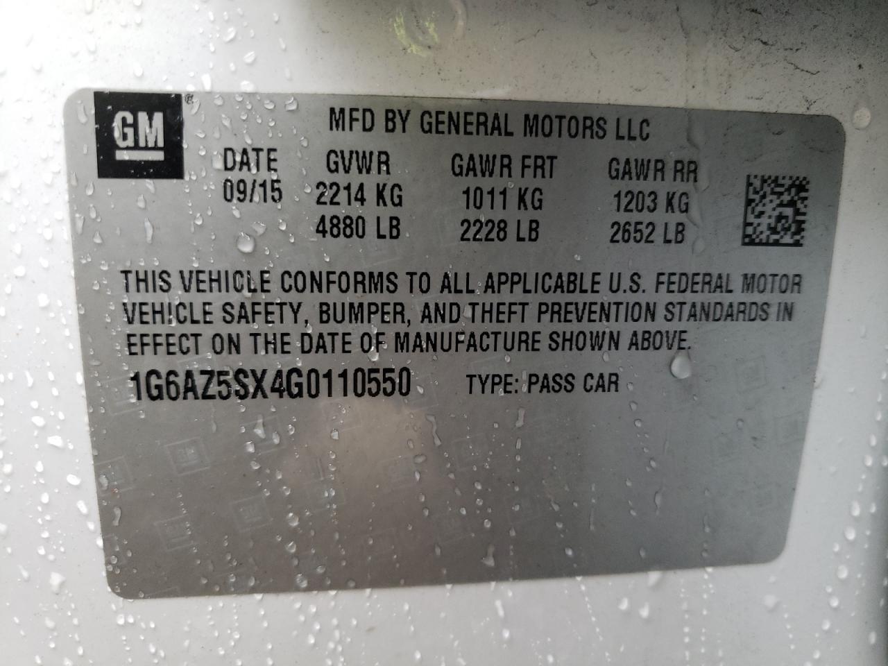 Photo 10 from auction – 2016 CADILLAC CTS PREMIU with VIN 1G6AZ5SX4G0110550