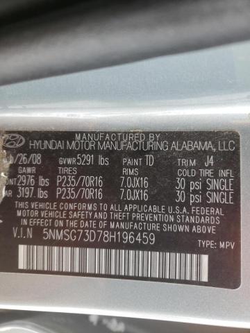 Photo 10 from auction – 2008 HYUNDAI SANTA FE G with VIN 5NMSG73D78H196459