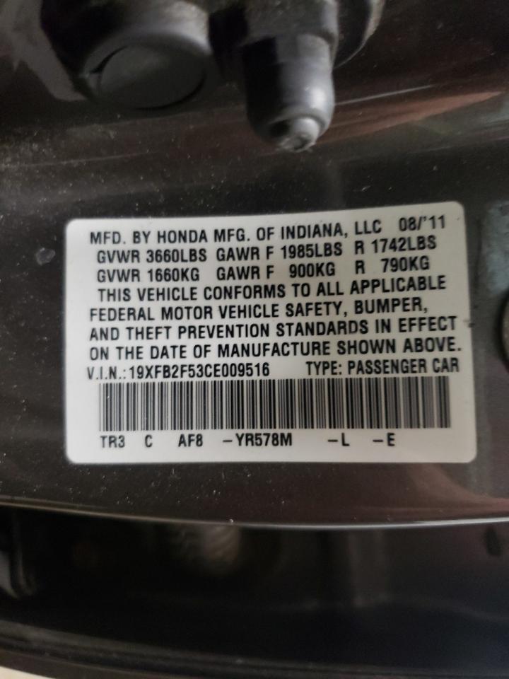Photo 10 from auction – 2012 HONDA CIVIC LX with VIN 19XFB2F53CE009516