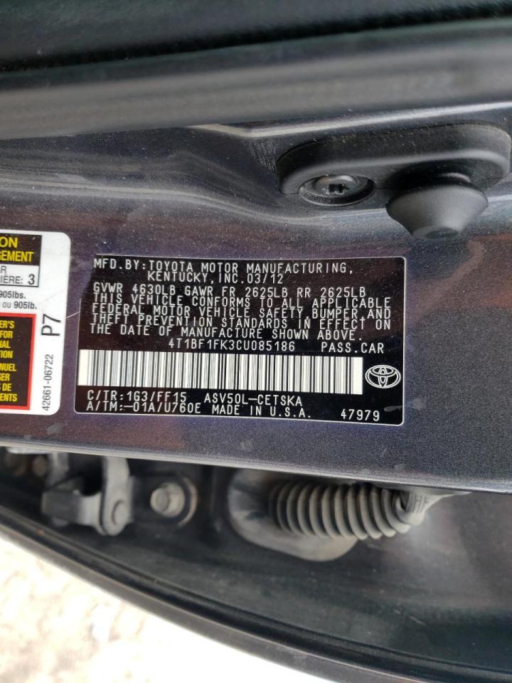 Photo 10 from auction – 2012 TOYOTA CAMRY BASE with VIN 4T1BF1FK3CU085186
