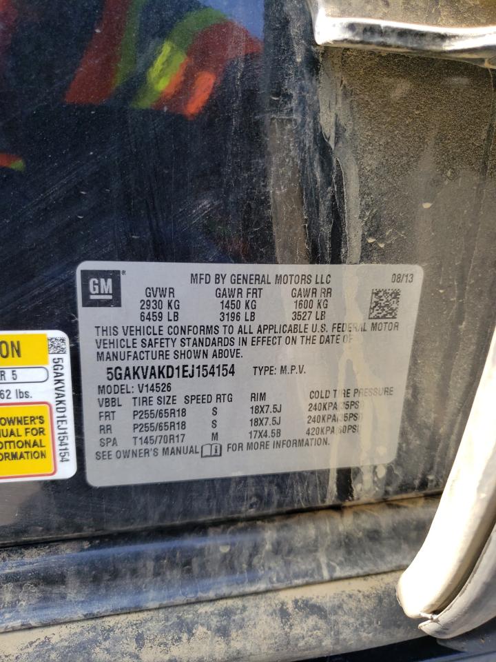 Photo 10 from auction – 2014 BUICK ENCLAVE with VIN 5GAKVAKD1EJ154154