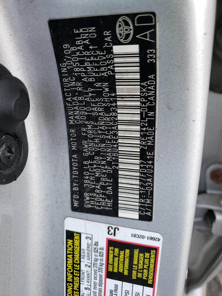Zdjęcie 10 z aukcji – 2010 TOYOTA COROLLA BA z VIN 2T1BU4EE3AC283414