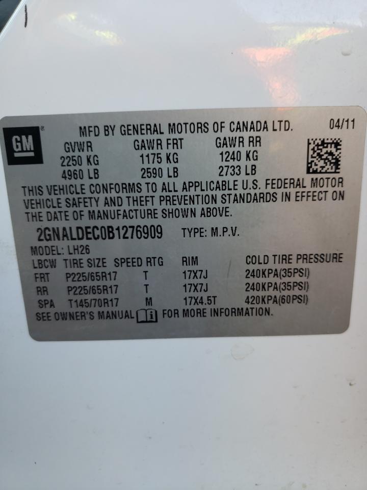 Photo 10 from auction – 2011 CHEVROLET EQUINOX LT with VIN 2GNALDEC0B1276909