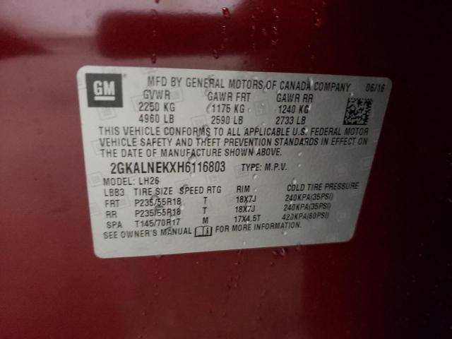 Photo 10 from auction – 2017 GMC TERRAIN SL with VIN 2GKALNEKXH6116803