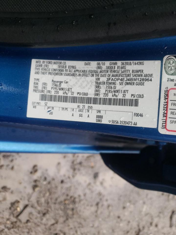 Photo 10 from auction – 2011 FORD FIESTA SE with VIN 3FADP4EJ4BM128964