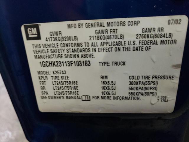 Photo 10 from auction – 2003 CHEVROLET SILVERADO with VIN 1GCHK23113F103183