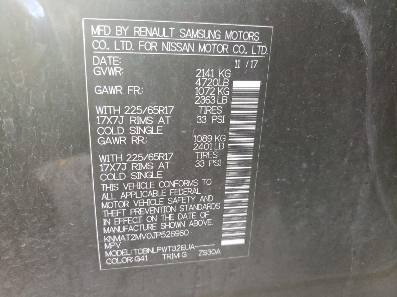 Photo 10 from auction – 2018 NISSAN ROGUE S with VIN KNMAT2MV0JP526960