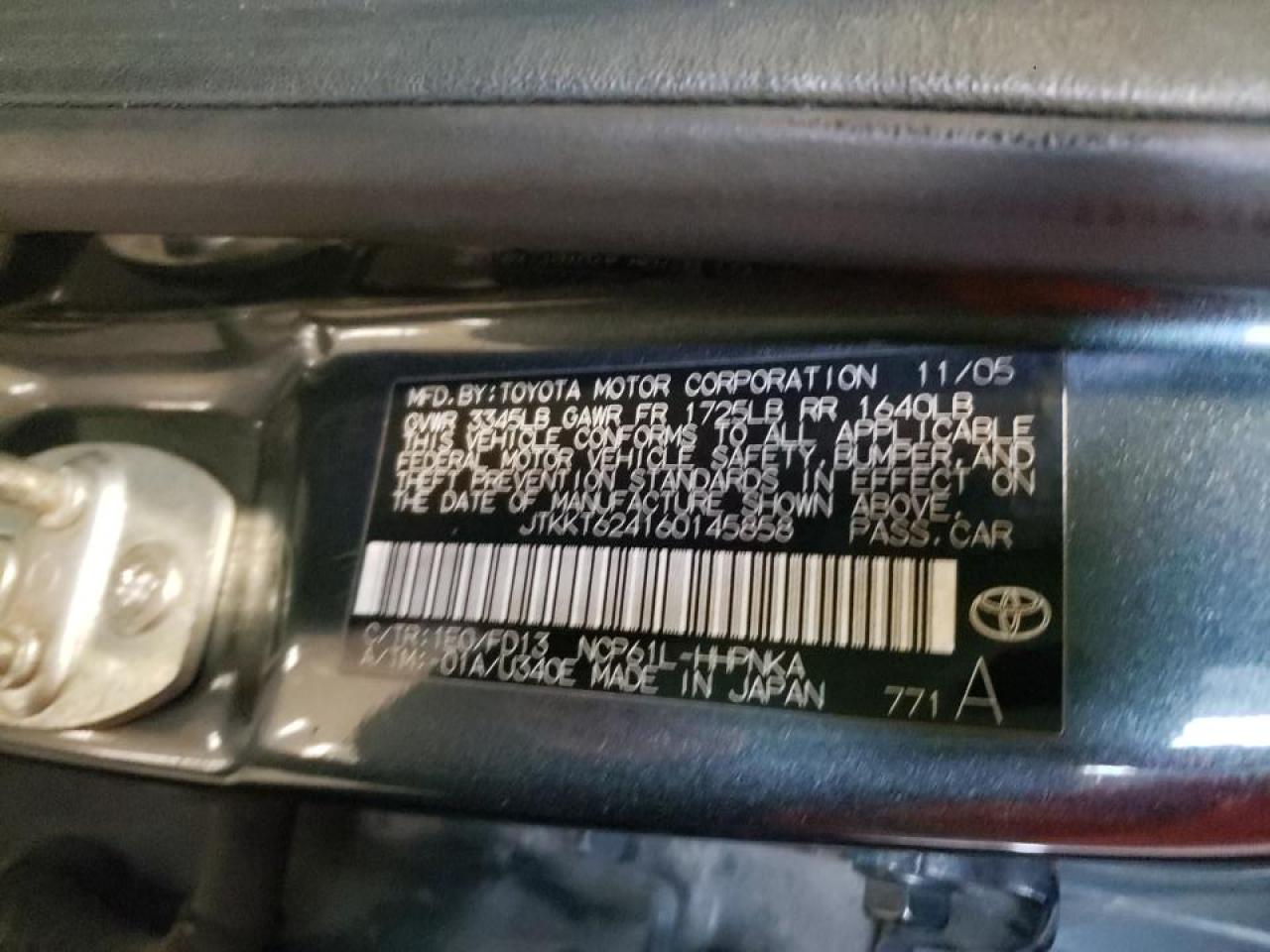 Photo 10 from auction – 2006 TOYOTA SCION XA with VIN JTKKT624160145858