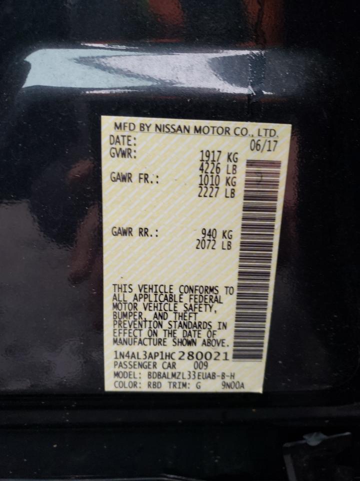 Photo 10 from auction – 2017 NISSAN ALTIMA 2.5 with VIN 1N4AL3AP1HC280021