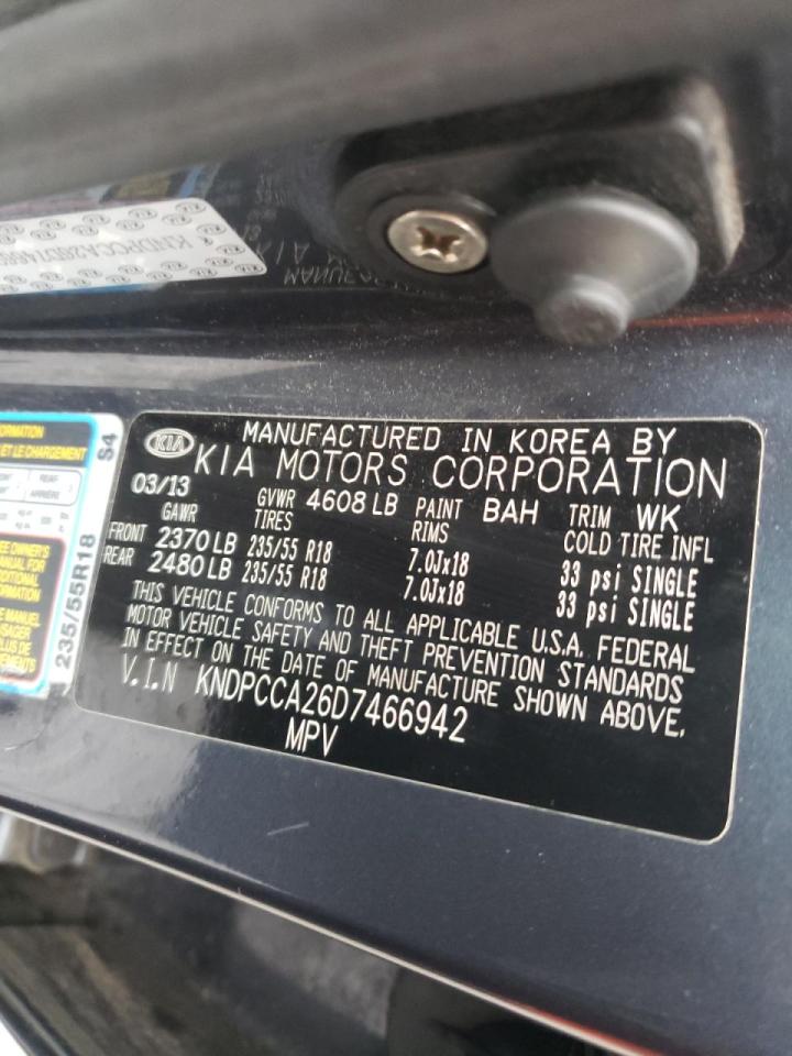 Photo 10 from auction – 2013 KIA SPORTAGE E with VIN KNDPCCA26D7466942