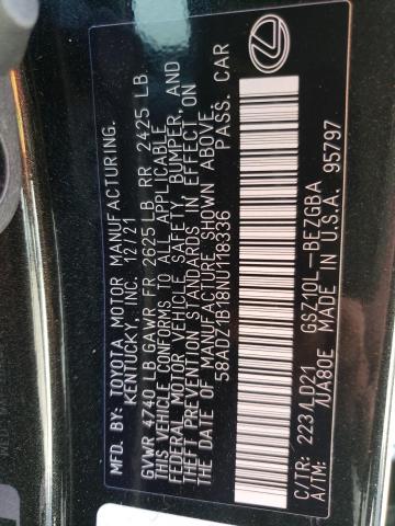 Photo 10 from auction – 2022 LEXUS ES350 with VIN 58ADZ1B18NU118336