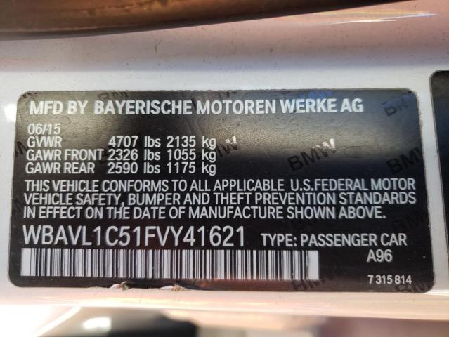 Photo 10 from auction – 2015 BMW X1 XDRIVE2 with VIN WBAVL1C51FVY41621
