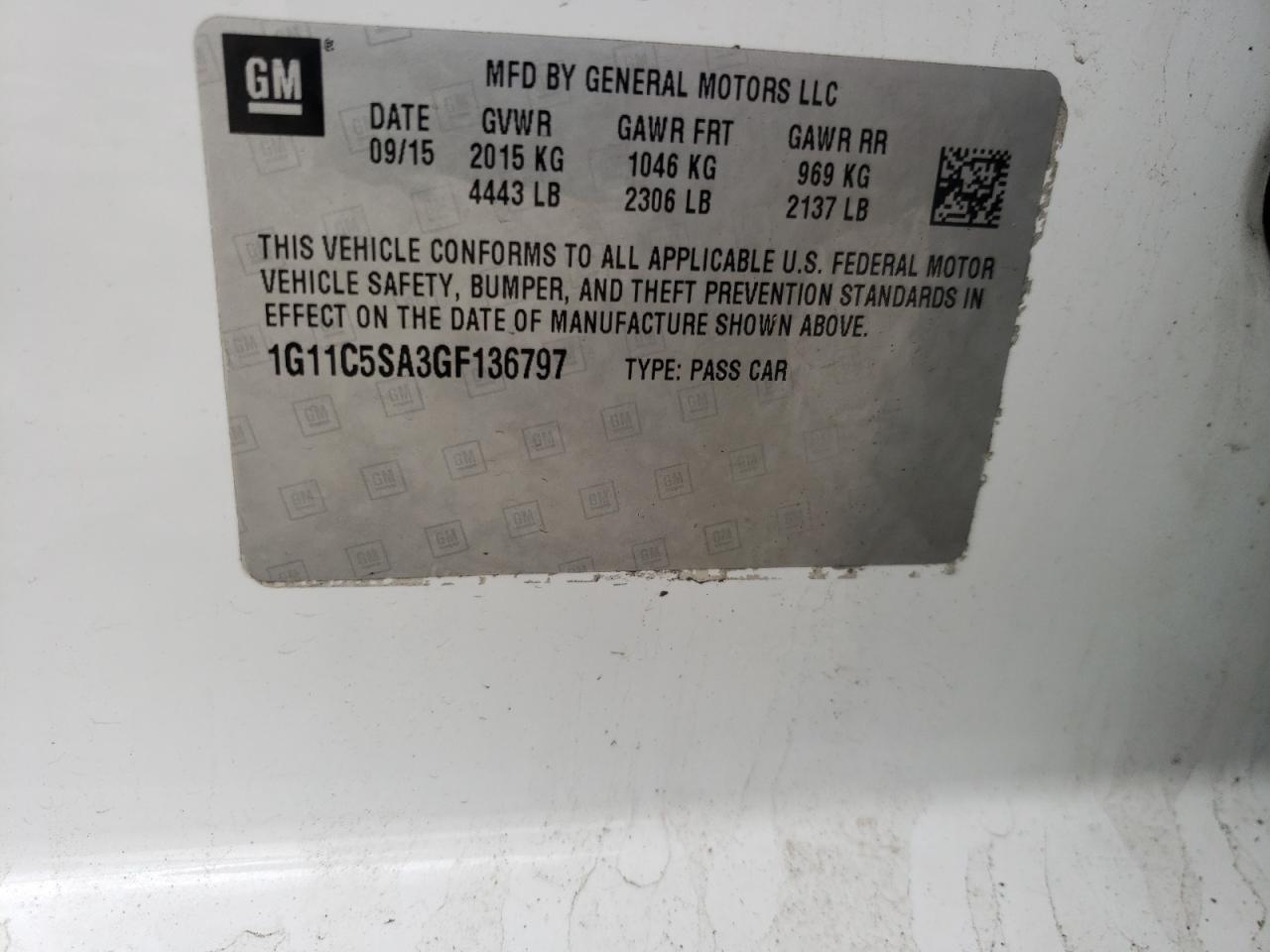 Photo 10 from auction – 2016 CHEVROLET MALIBU LIM with VIN 1G11C5SA3GF136797