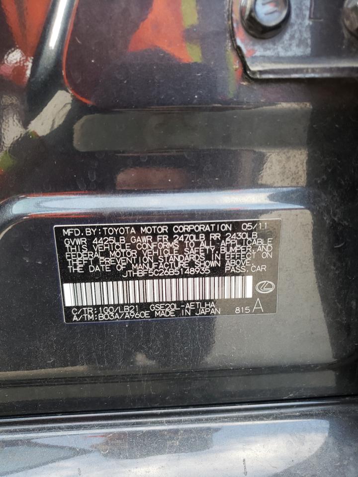 Photo 10 from auction – 2011 LEXUS IS 250 with VIN JTHBF5C26B5148935