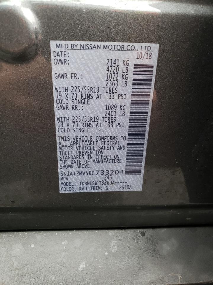 Photo 10 from auction – 2019 NISSAN ROGUE with VIN 5N1AT2MV5KC733204