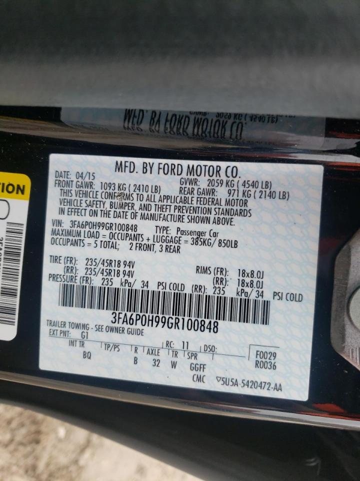 Photo 10 from auction – 2016 FORD FUSION SE with VIN 3FA6P0H99GR100848