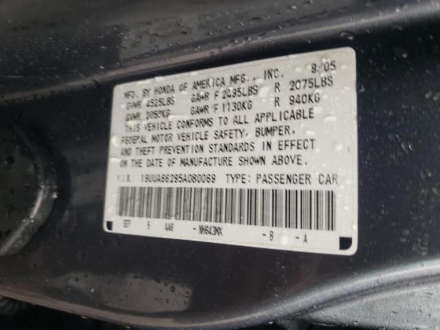 Photo 10 from auction – 2005 ACURA TL with VIN 19UUA66295A080069